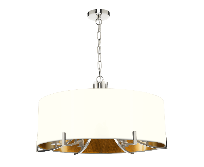 Annabelle 6 Light Pendant Polished Nickel  With Bespoke Shade