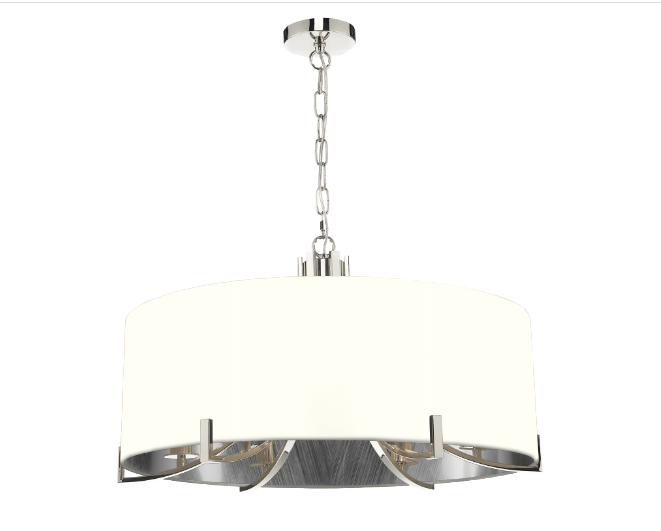 Annabelle 6 Light Pendant Polished Nickel  With Bespoke Shade