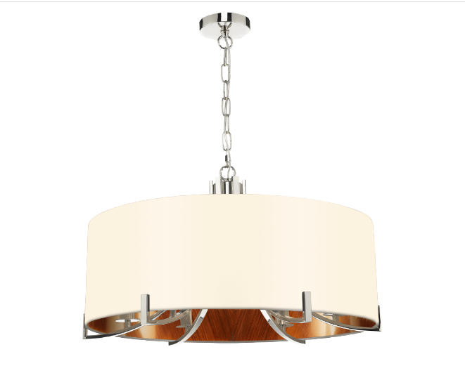 Annabelle 6 Light Pendant Polished Nickel  With Bespoke Shade