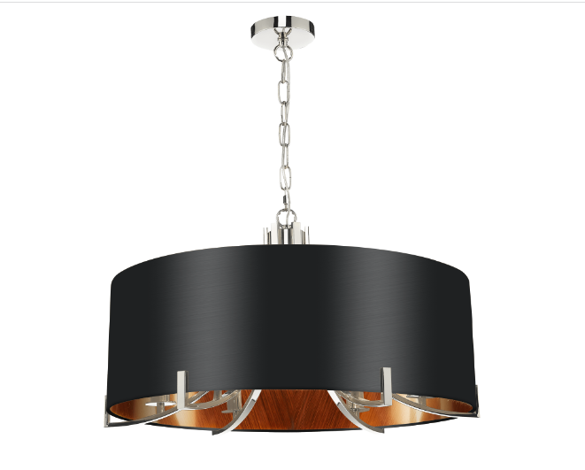 Annabelle 6 Light Pendant Polished Nickel  With Bespoke Shade