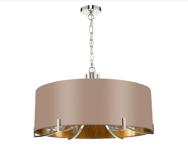 Annabelle 6 Light Pendant Polished Nickel  With Bespoke Shade