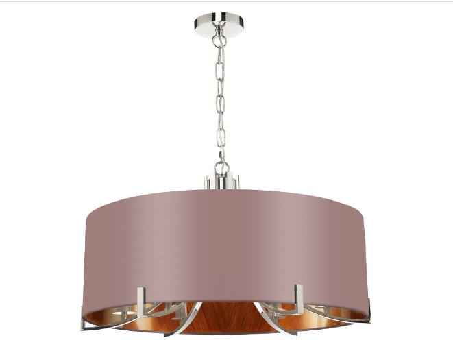 Annabelle 6 Light Pendant Polished Nickel  With Bespoke Shade