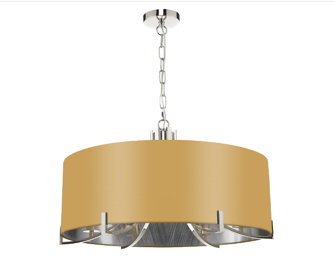 Annabelle 6 Light Pendant Polished Nickel  With Bespoke Shade