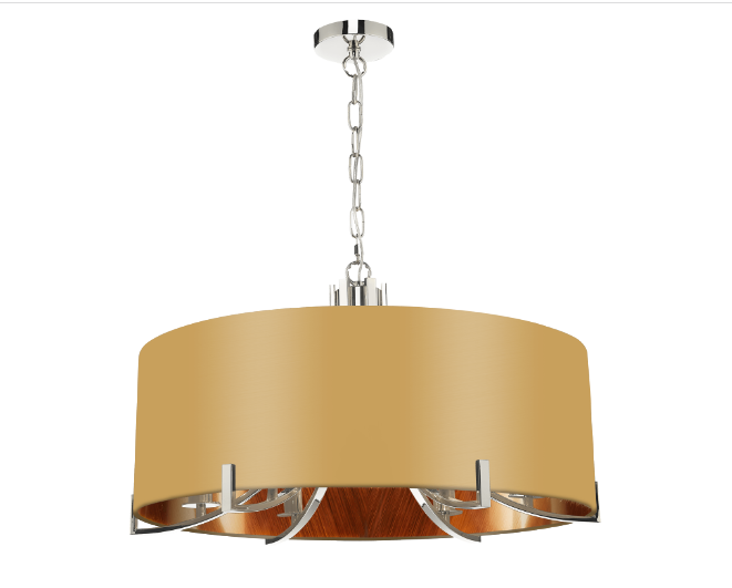 Annabelle 6 Light Pendant Polished Nickel  With Bespoke Shade