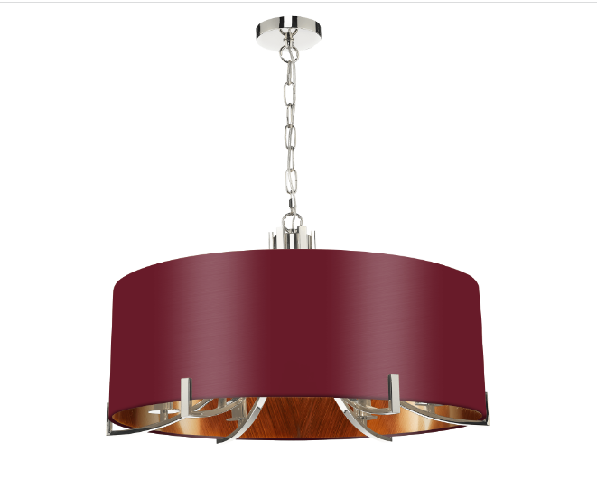 Annabelle 6 Light Pendant Polished Nickel  With Bespoke Shade