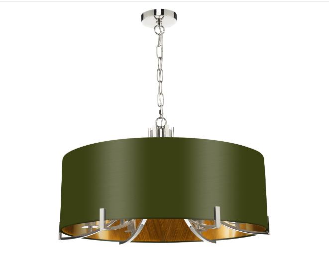 Annabelle 6 Light Pendant Polished Nickel  With Bespoke Shade