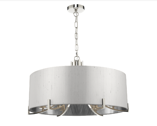 Annabelle 6 Light Pendant Polished Nickel  With Bespoke Shade