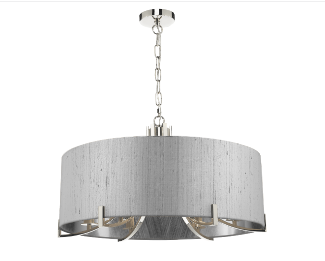 Annabelle 6 Light Pendant Polished Nickel  With Bespoke Shade