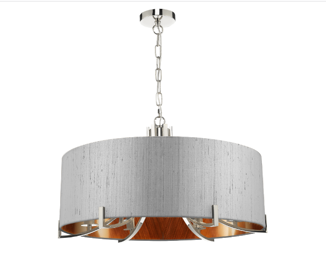 Annabelle 6 Light Pendant Polished Nickel  With Bespoke Shade