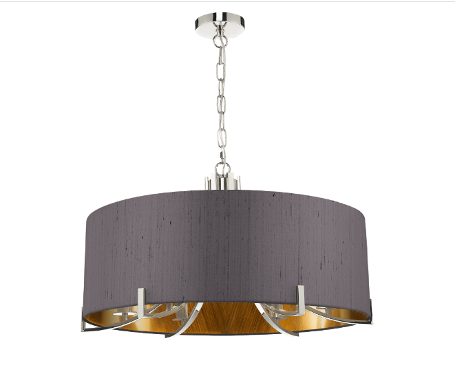 Annabelle 6 Light Pendant Polished Nickel  With Bespoke Shade