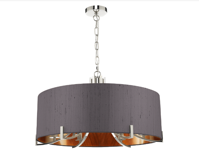 Annabelle 6 Light Pendant Polished Nickel  With Bespoke Shade