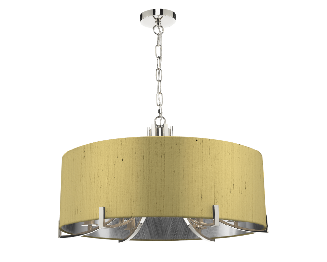 Annabelle 6 Light Pendant Polished Nickel  With Bespoke Shade