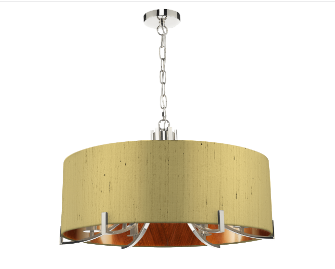 Annabelle 6 Light Pendant Polished Nickel  With Bespoke Shade