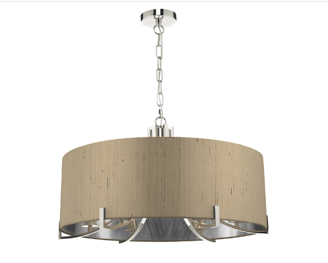 Annabelle 6 Light Pendant Polished Nickel  With Bespoke Shade