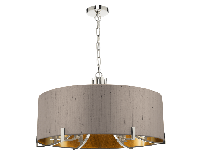 Annabelle 6 Light Pendant Polished Nickel  With Bespoke Shade