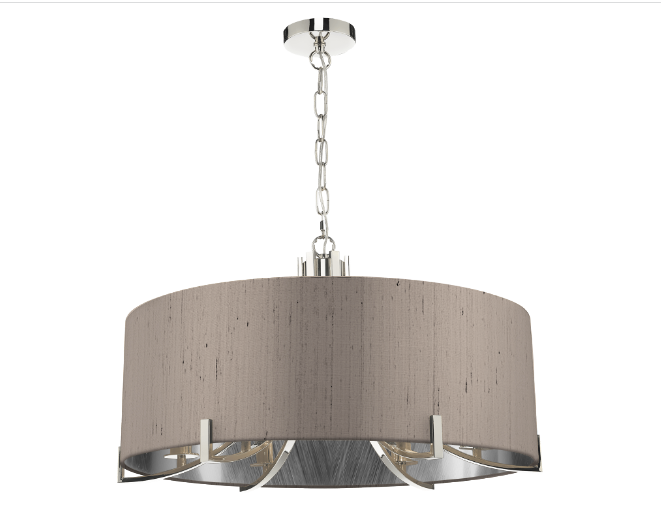 Annabelle 6 Light Pendant Polished Nickel  With Bespoke Shade