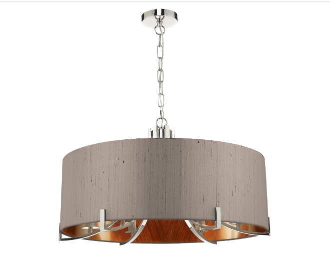 Annabelle 6 Light Pendant Polished Nickel  With Bespoke Shade