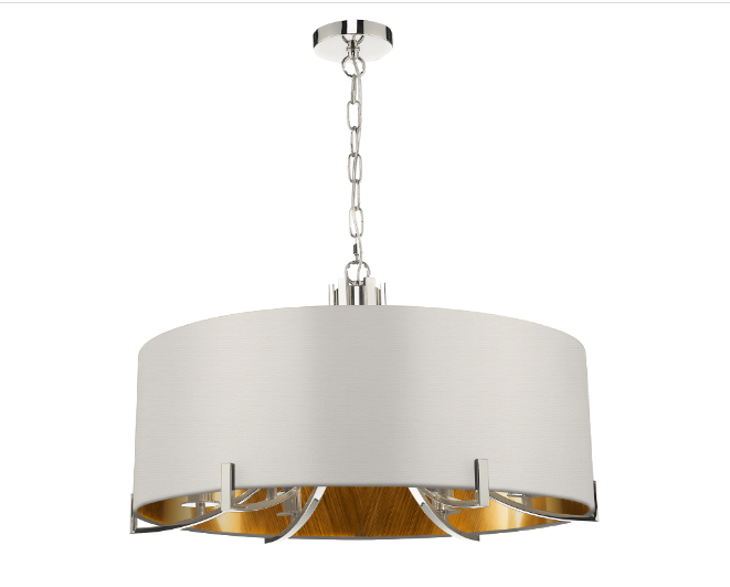 Annabelle 6 Light Pendant Polished Nickel  With Bespoke Shade