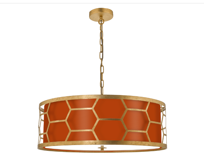 Arendal 4 Light Pendant Gold Leaf With Bespoke Shade