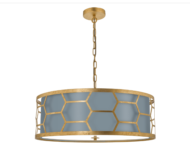 Arendal 4 Light Pendant Gold Leaf With Bespoke Shade