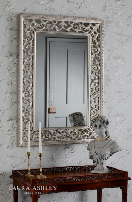 Laura Ashley Rococo Rectangle Mirror Ornate Frame Detailing In Champagne 110 X 80cm