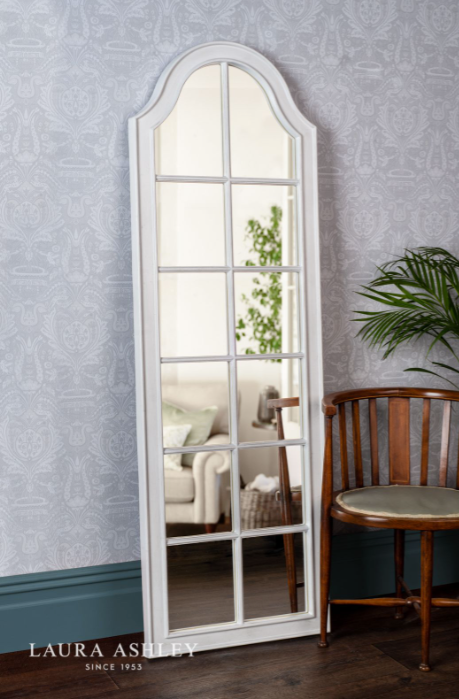 Laura Ashley Coombs Rectangle Floor Mirror Distressed Ivory 172 X 57cm