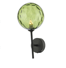 Cohen Wall Light Black With Dimpled Green Glass Dar Lighting