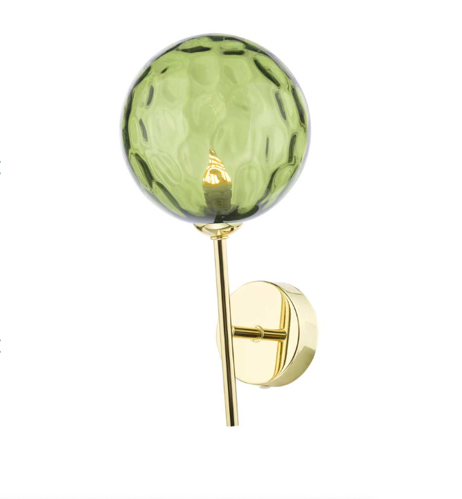 Cohen Wall Light Polished Gold Green Glass