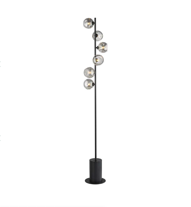 Spiral Floor Lamp Matt Black Smoked Organic Glass