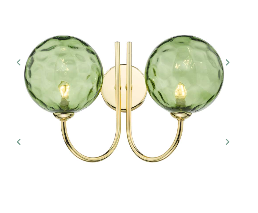 Jared 2 Light Wall Light Polished Gold Green Dimpled Glass