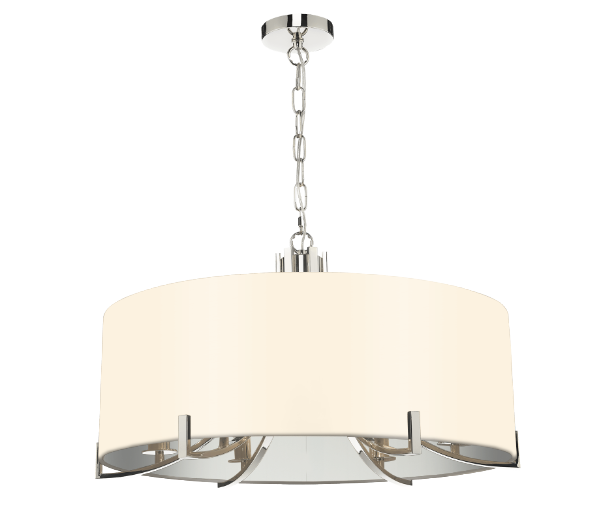 Annabelle 6 Light Pendant Polished Nickel  With Bespoke Shade