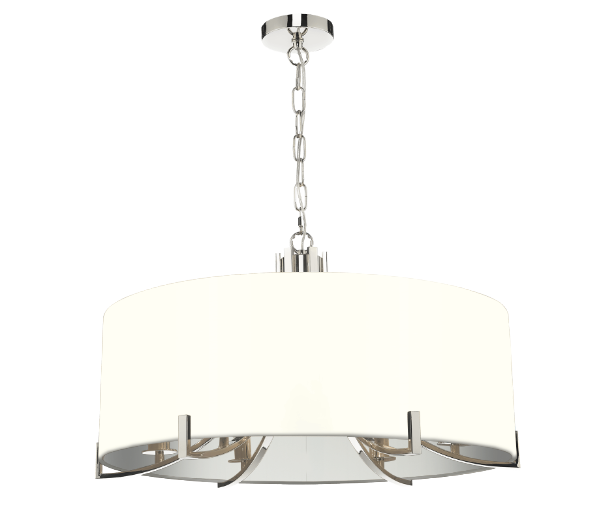 Annabelle 6 Light Pendant Polished Nickel  With Bespoke Shade