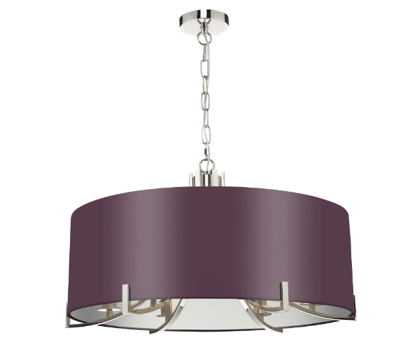 Annabelle 6 Light Pendant Polished Nickel  With Bespoke Shade