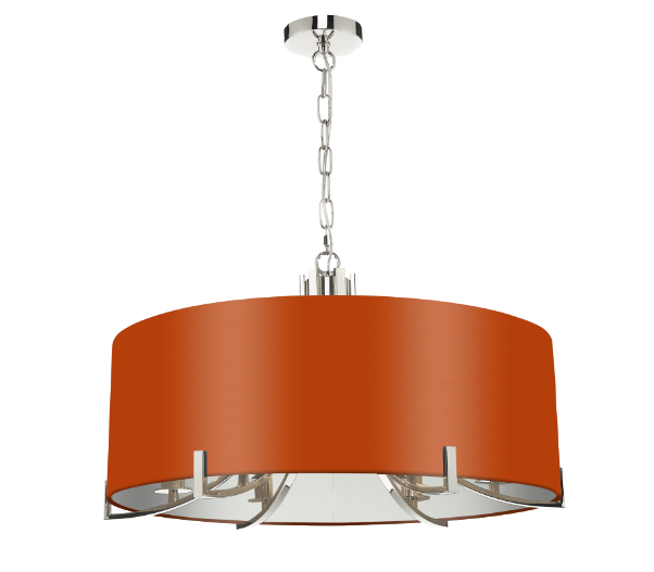 Annabelle 6 Light Pendant Polished Nickel  With Bespoke Shade