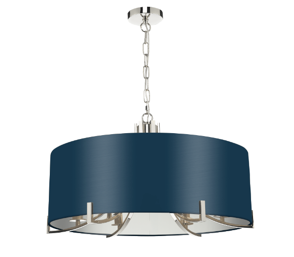 Annabelle 6 Light Pendant Polished Nickel  With Bespoke Shade