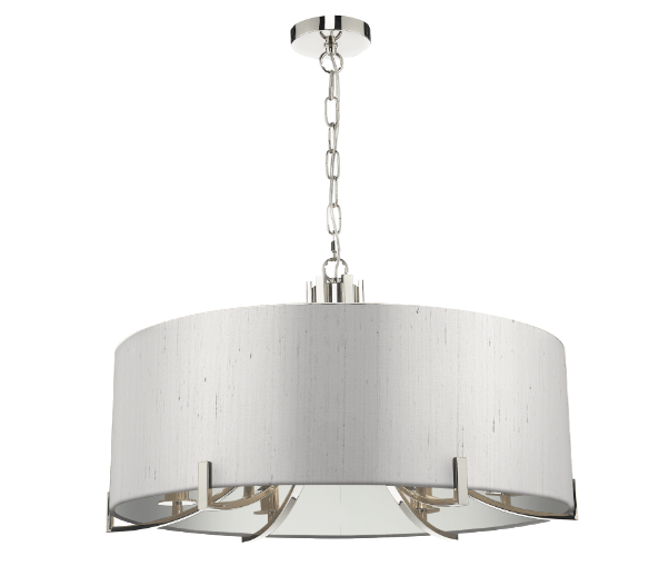 Annabelle 6 Light Pendant Polished Nickel  With Bespoke Shade