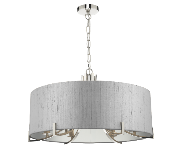 Annabelle 6 Light Pendant Polished Nickel  With Bespoke Shade