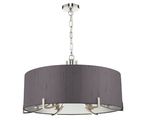 Annabelle 6 Light Pendant Polished Nickel  With Bespoke Shade