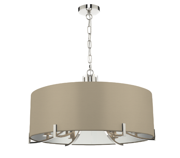 Annabelle 6 Light Pendant Polished Nickel  With Bespoke Shade