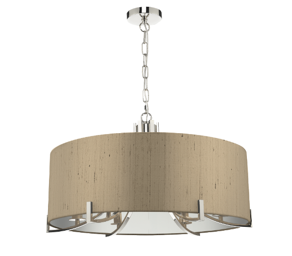 Annabelle 6 Light Pendant Polished Nickel  With Bespoke Shade