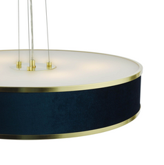 Alvaro 6 light Pendant Brushed Brass and Blue shade