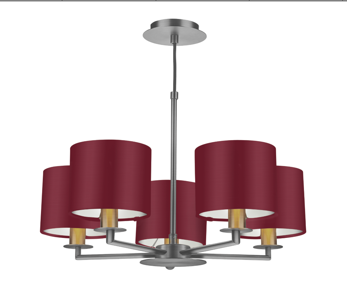 The Light Shade Studio Rex 5 Light Pendant Satin Nickel With Bespoke Shades