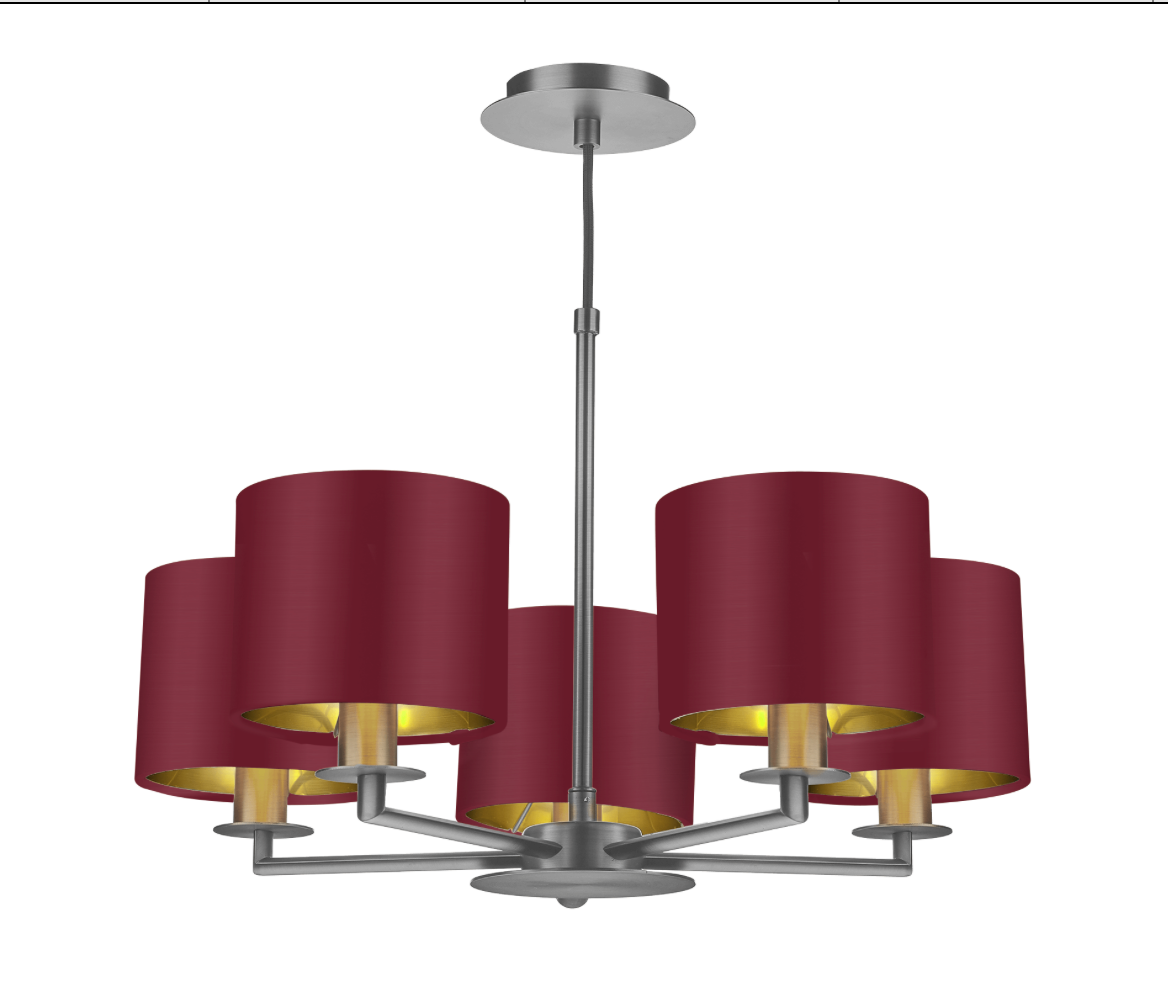 The Light Shade Studio Rex 5 Light Pendant Satin Nickel With Bespoke Shades