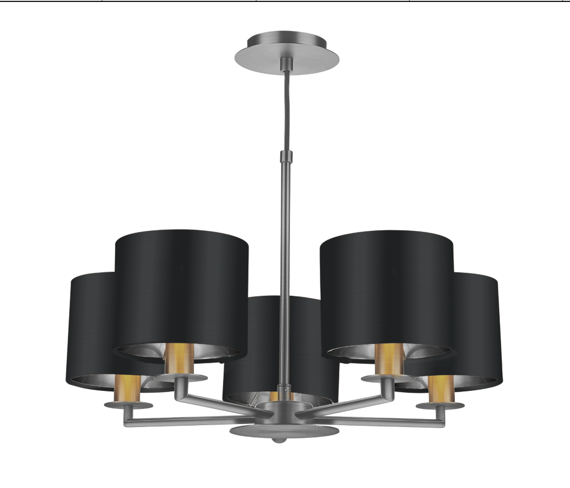 The Light Shade Studio Rex 5 Light Pendant Satin Nickel With Bespoke Shades