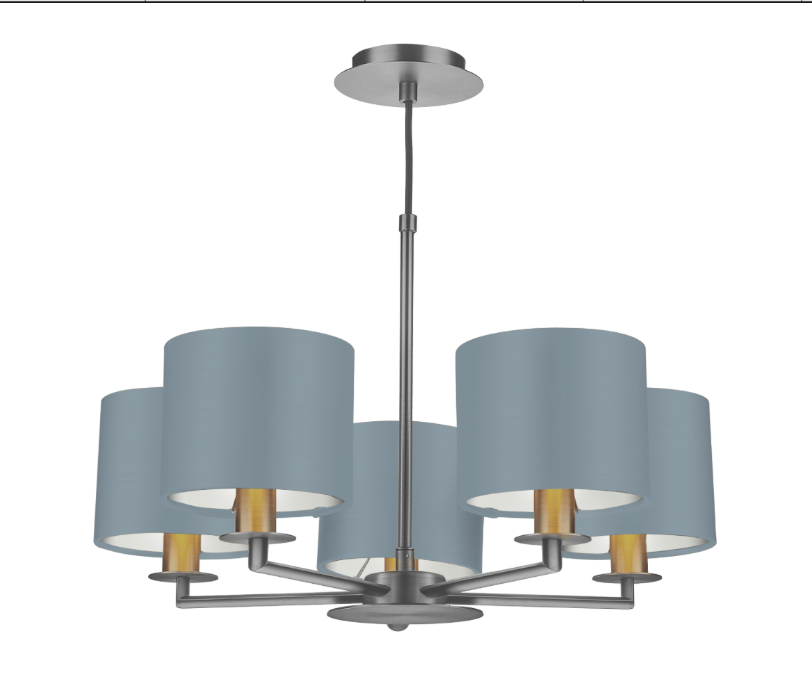 The Light Shade Studio Rex 5 Light Pendant Satin Nickel With Bespoke Shades