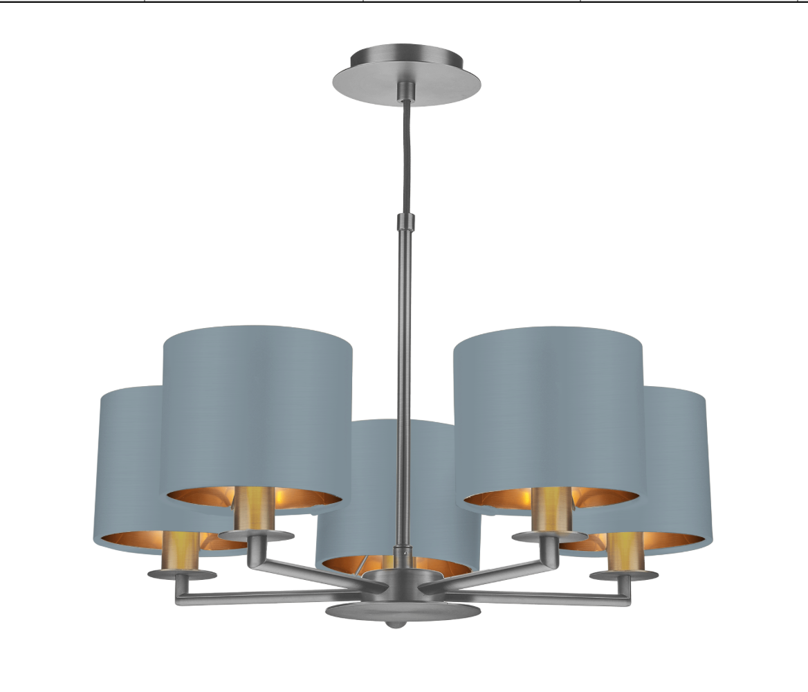 The Light Shade Studio Rex 5 Light Pendant Satin Nickel With Bespoke Shades