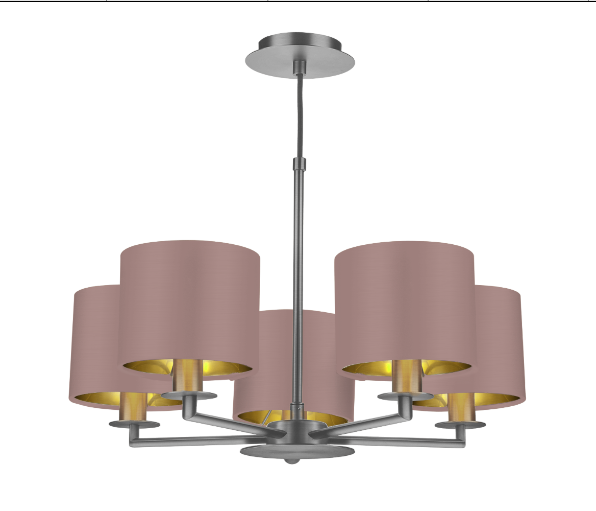 The Light Shade Studio Rex 5 Light Pendant Satin Nickel With Bespoke Shades