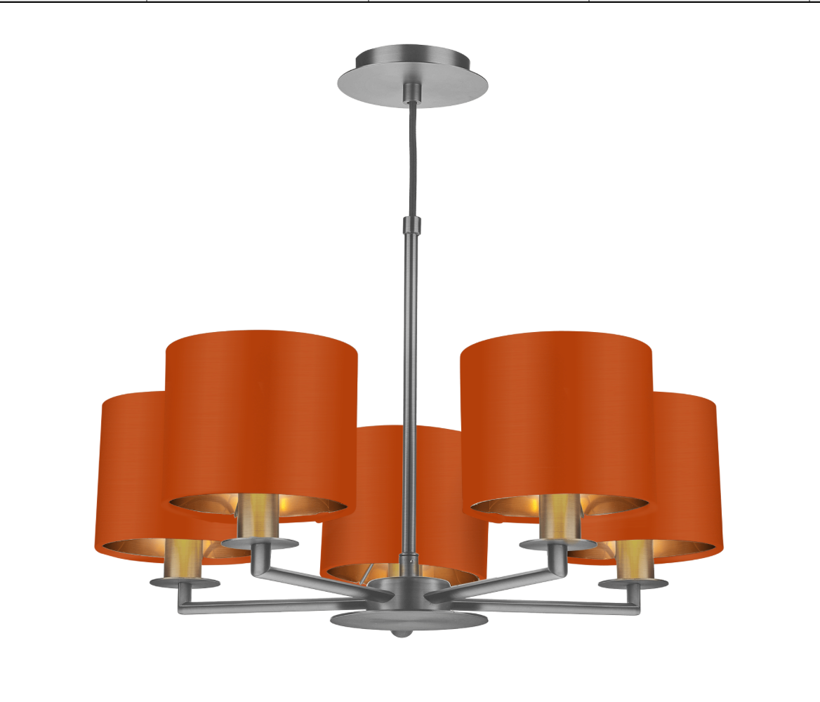 The Light Shade Studio Rex 5 Light Pendant Satin Nickel With Bespoke Shades