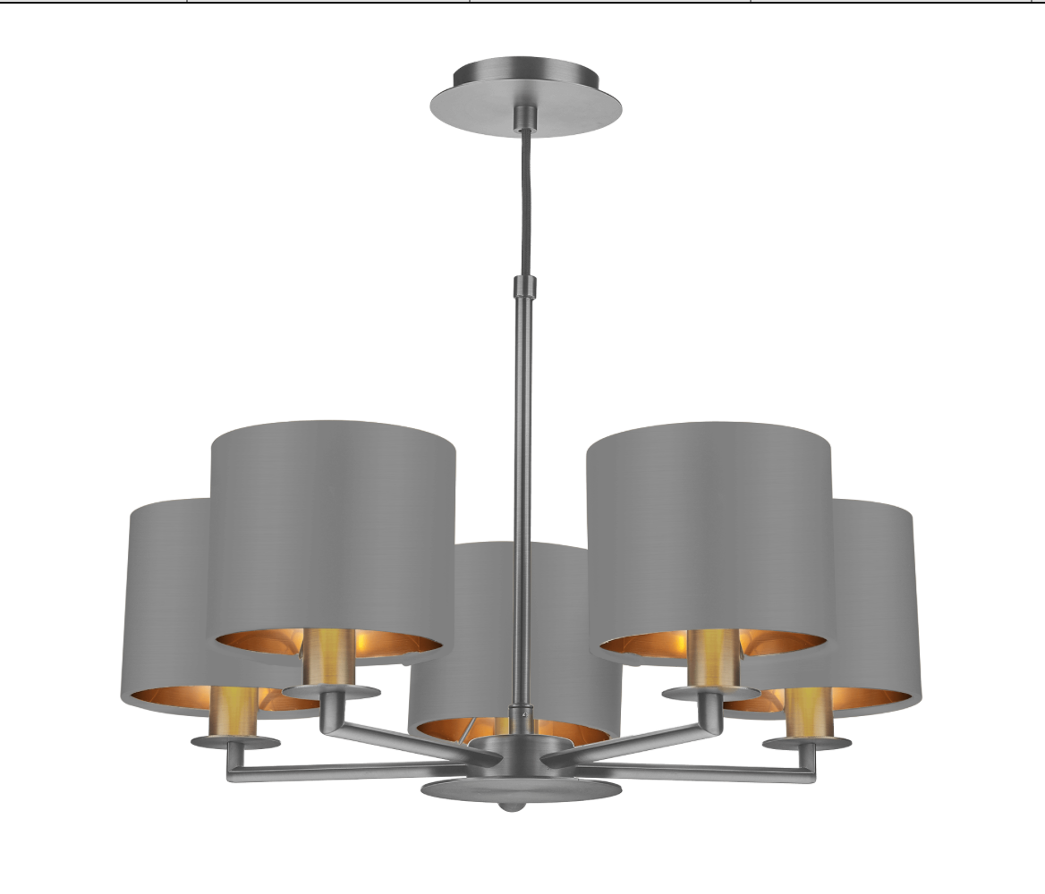 The Light Shade Studio Rex 5 Light Pendant Satin Nickel With Bespoke Shades