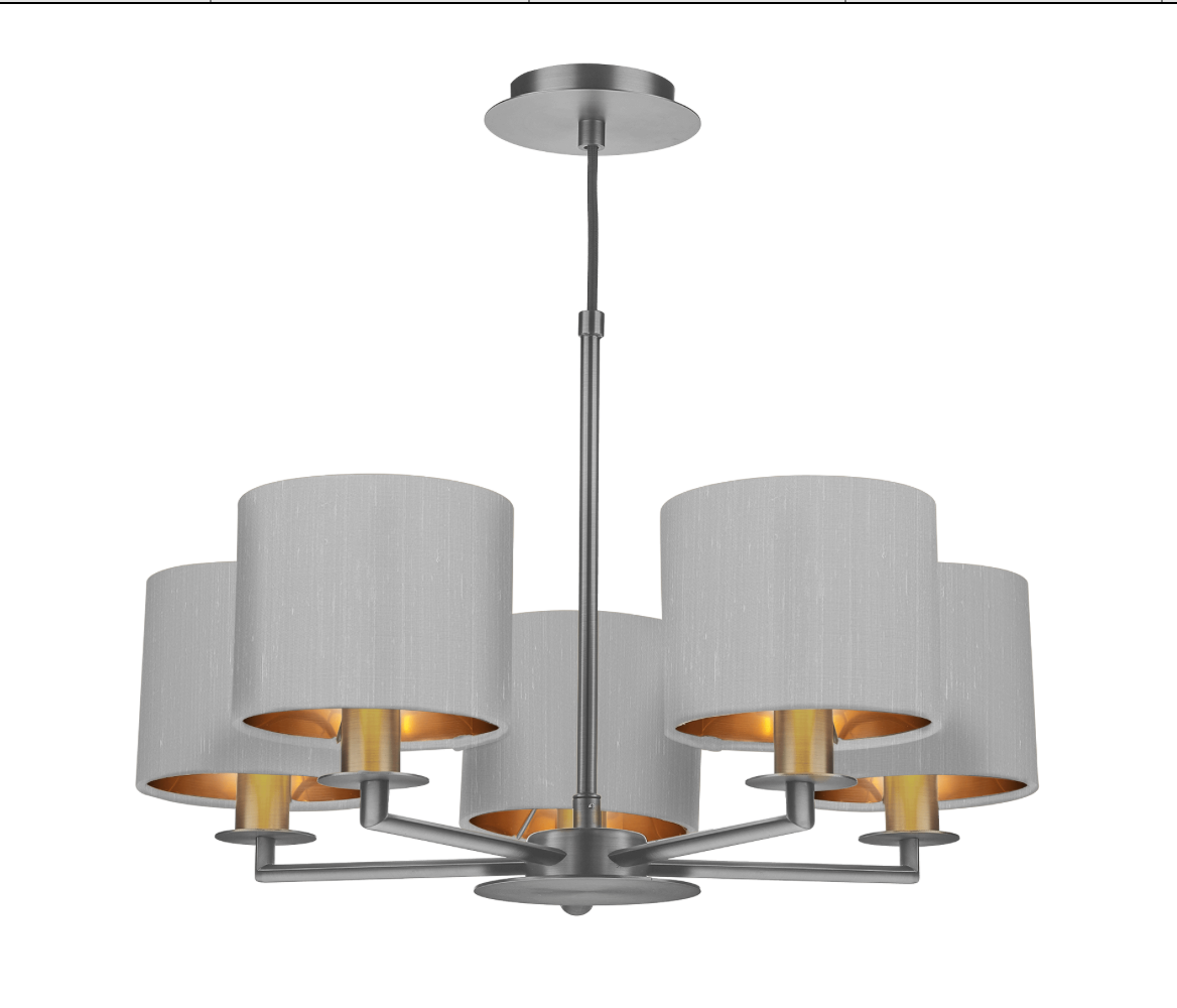 The Light Shade Studio Rex 5 Light Pendant Satin Nickel With Bespoke Shades